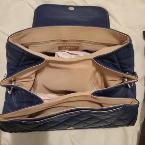 CHANEL mint condition navy blue quilted Caviar leather accordion flap handbag